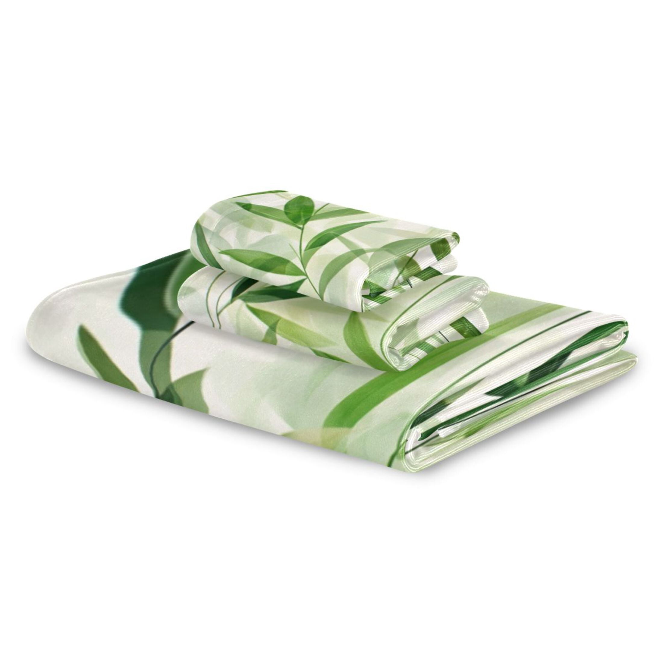 Three-Piece Towel Set Face Towel Towel Set Hand Towel Bath Towel Cotton Bath Towels Bath Towel Sets Hand Bath Towels Green Bamboo Leaves
