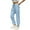 Light Blue, variant on EDFBUYKRS Female Women Pants Casual Womens Pants for Work Fall Women's Solid Linen Casual Pants with Drawstring Elastic Waist Slim Fit Tapered Long Trousers L