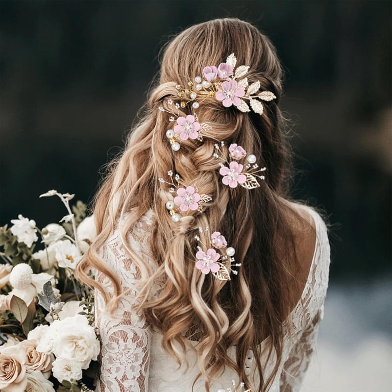 Rose Gold Crystal Pearl Bridal Hair Clip Floral Comb Wedding Accessory Amazon.com : Casdre Crystal Bride Wedding Hair Comb Flower  main image 2