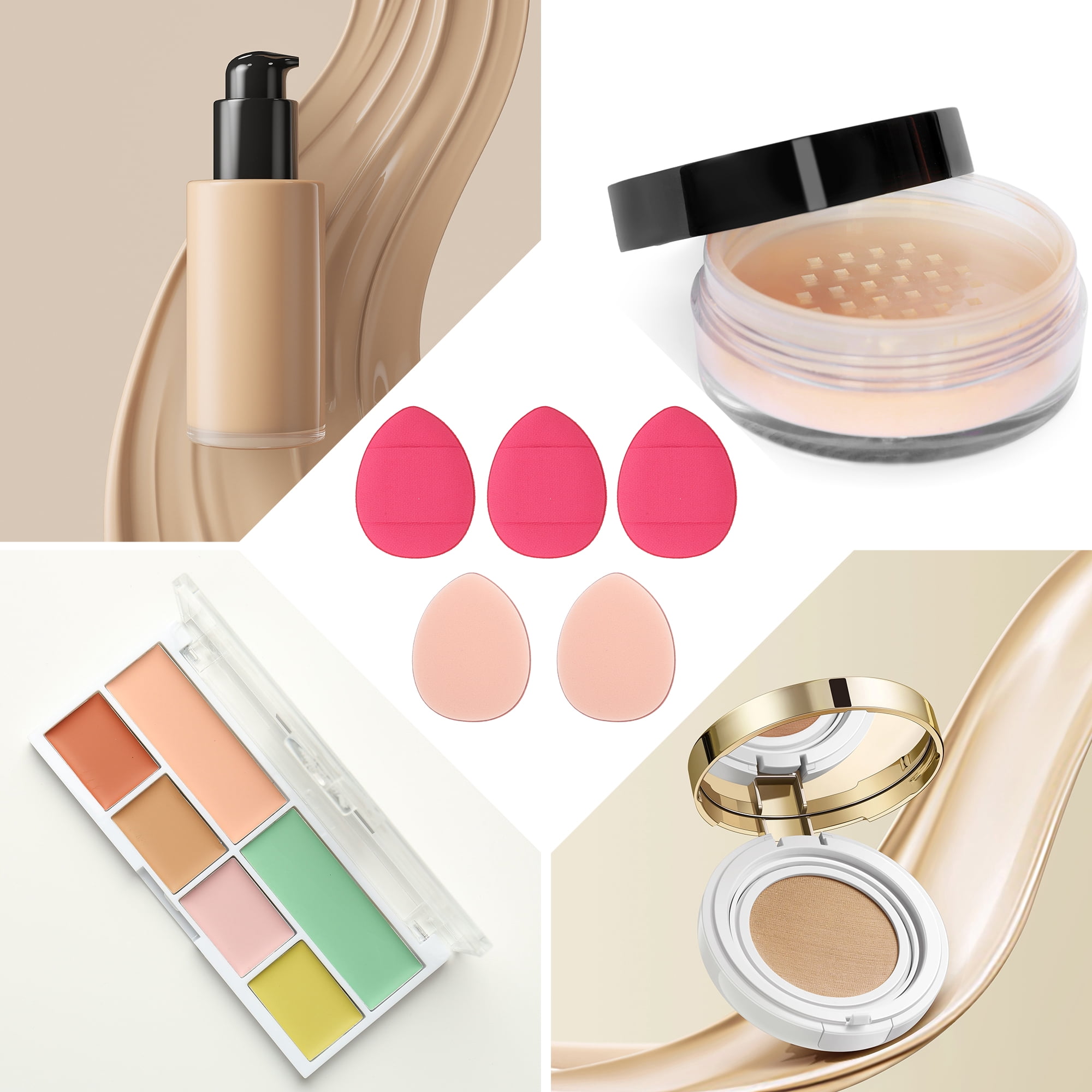Unique Bargains 5Pcs Portable Mini Face Makeup Sponge for Bedrooms Travel Use Rose Red