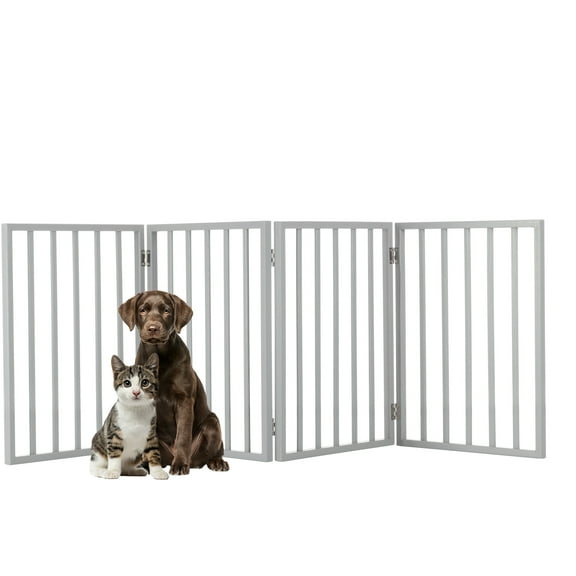 PETMAKER 4-Panel Indoor Foldable Pet Gate for Stairs or Doorways (Gray)