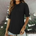 thumbnail image 3 of Mittory Women's Mock Neck Summer Tops Ruffle Short Sleeve Keyhole Back Casual Boho Blouses, 3 of 7