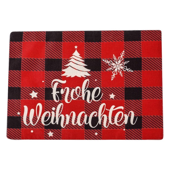 Clearance! Caoblia Christmas Placemats 12x18" Linen Washable Wipeable Heat-Proof Christmas Embroidery Placemats for Kitchen, Dining Table, Holiday, Party Decor Supplies, Christmas Decorations