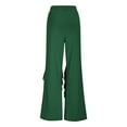 thumbnail image 5 of BiZtdJrK Womens Gothic Flare Pants Lace Trim Bell Bottom High Waist Trousers Solid Color Disco Legging Outfit Clubwear, Green, S, 5 of 10