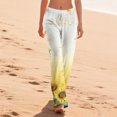 thumbnail image 3 of Iaqnaocc Pajama Pants Women Soft Retro Sunflower Print Pj Pants Lounge Elastic Waist Pajamas Pants Loungewear Sleep Bottoms Yellow 2XL, 3 of 4