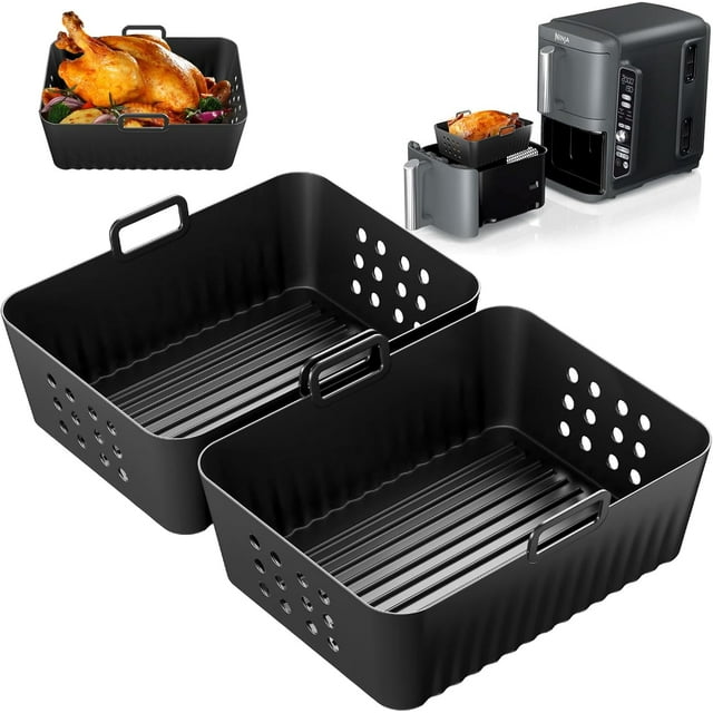 Air Fryer Silicone Liner for Ninja Double Stack XL Air Fryer SL401, Reusable Silicone Air Fryer Liner Accessories for Ninja Foodi DZ401 DZ201 DZ201C