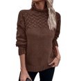 thumbnail image 4 of Women's High Neck Knit Sweater Winter Warm Long Sleeve Pullover Solid Color Casual Top, 4 of 9
