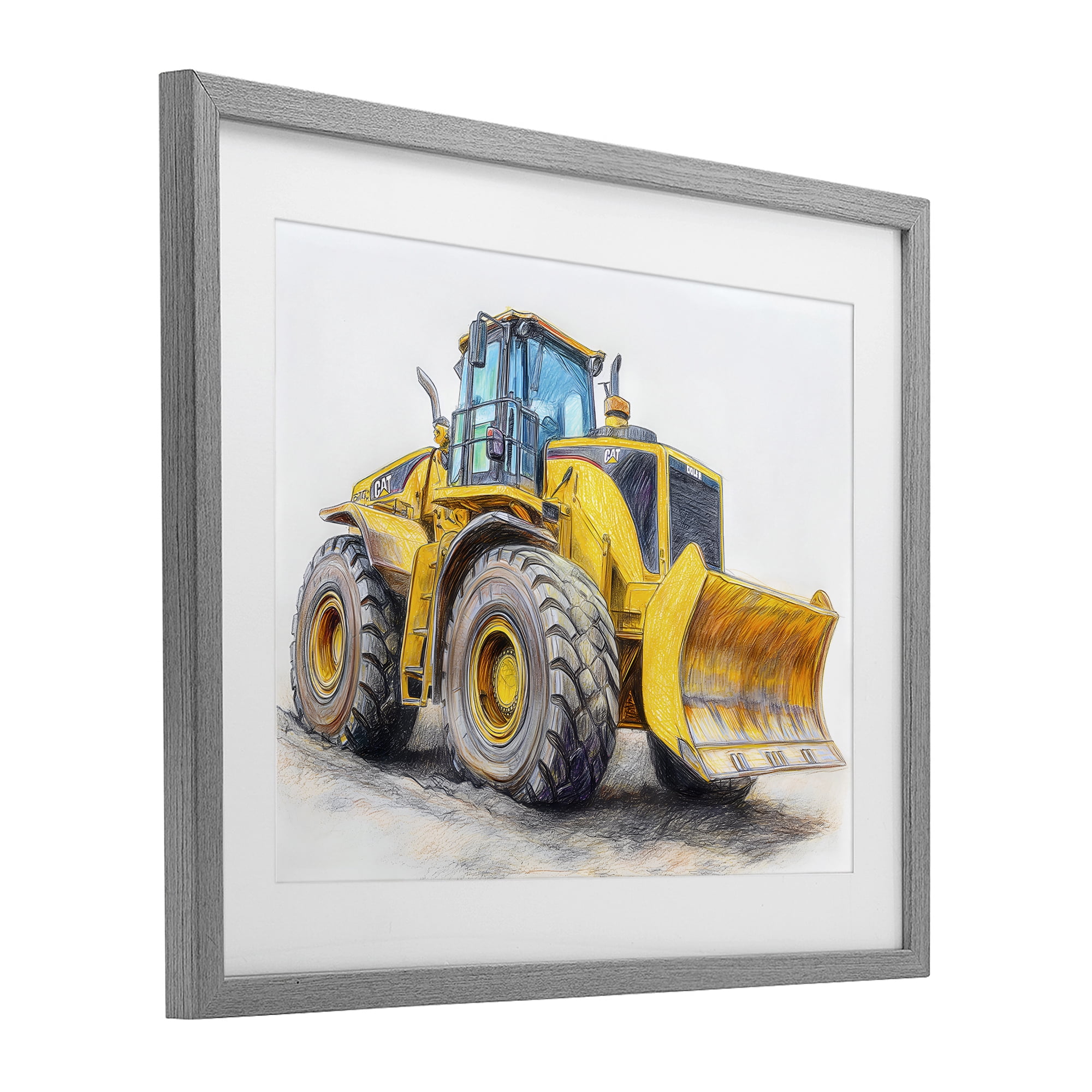 Stupell Industries Industrial Excavator Drawing Gray Framed Print Under Glass, design by Steve Hunziker