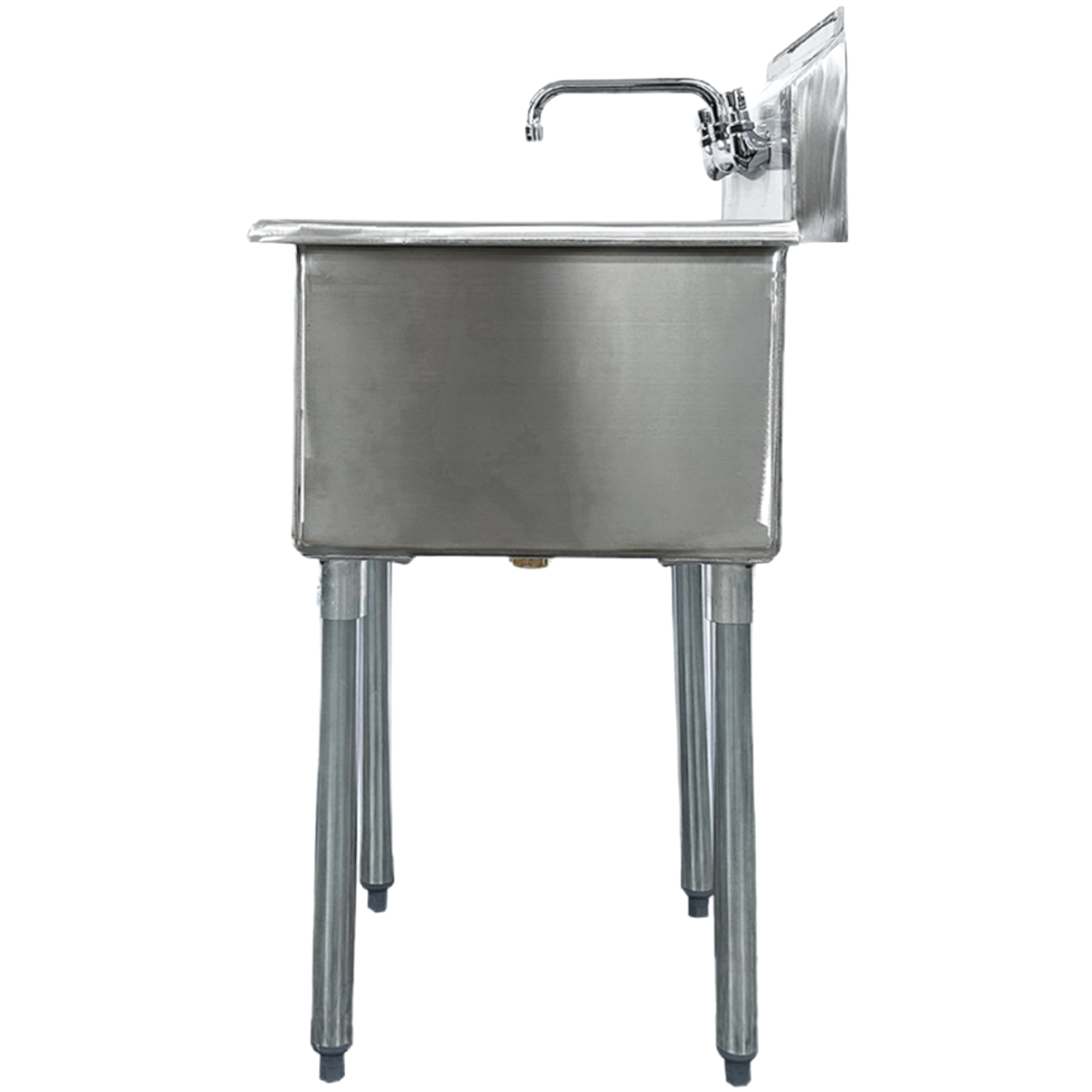 NSF 45 in. 3 Compartment Utility Sink with Faucet, Drainboard Utility Sink, Workshops Use Freestanding Sink with Legs
