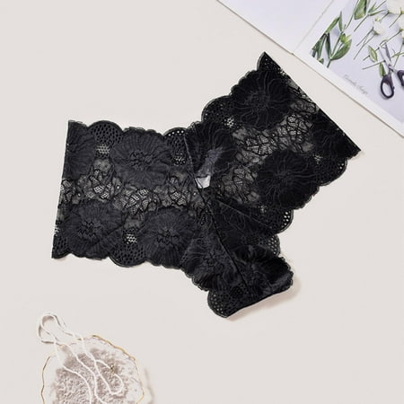 uublik Women s Briefs Underwear Black No Show Thong Underwear Stretch Breathable Lace Panties
