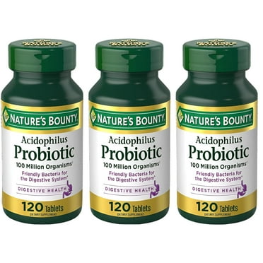 Nature's Bounty Probiotic Acidophilus Tablets, 120 ea (Pack of 3)