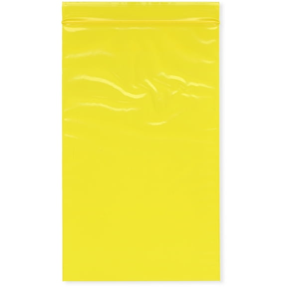 Plymor 5" x 8" (Pack of 100), Yellow 2 Mil Zipper Reclosable Plastic Bags
