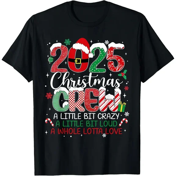Family Christmas Crew 2025 Matching Holiday Festive Squad Graphic Tee, for men and women up to 5XL