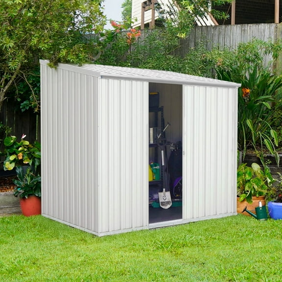 Absco EZI Slider 7' x 5' Metal Storage Shed - Surfmist