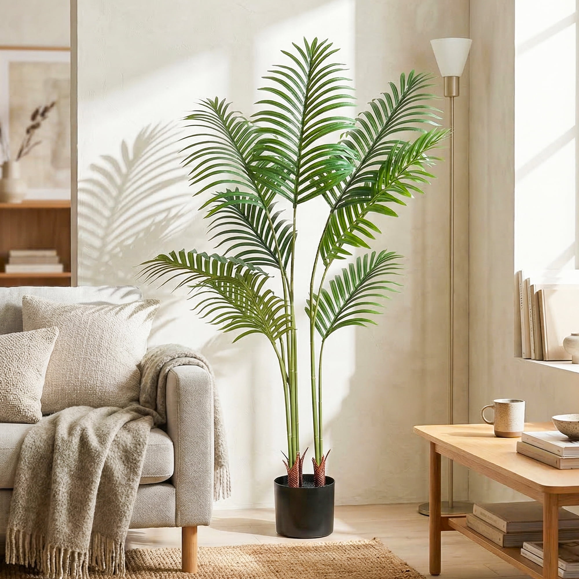 Easy4Home 4FT Artificial Plant Fake Tropical Palm Tree Potted Indoor Faux Floor Plant for Home Office Decor