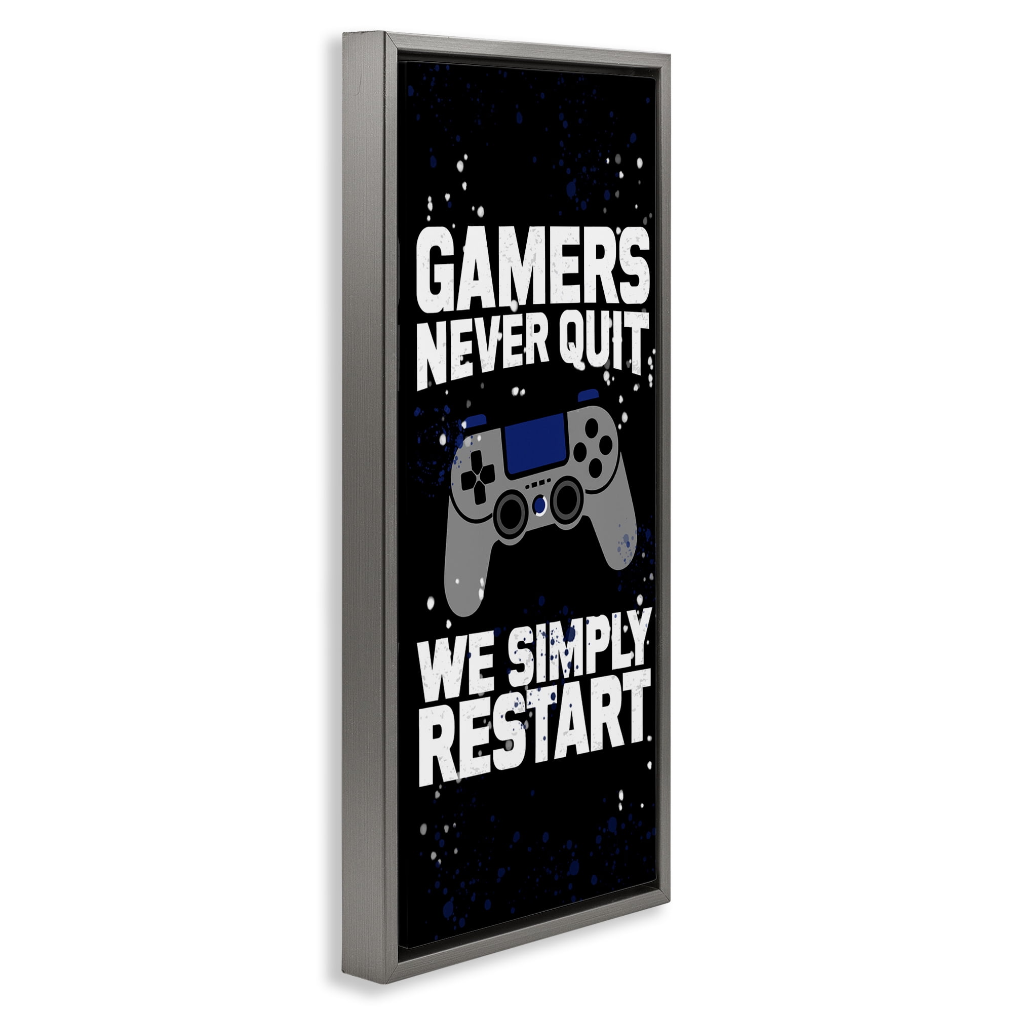 Stupell Industries Never Quit Simply Restart Gray Framed Floater Canvas Wall Art, design by Kim Allen
