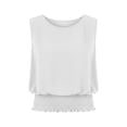 thumbnail image 7 of ClodeEU Women's Round Neck Sleeveless Blouson Tank Top,Casual Solid Color Summer Shirt with Elastic Waist White,Women's Plus M, 7 of 7