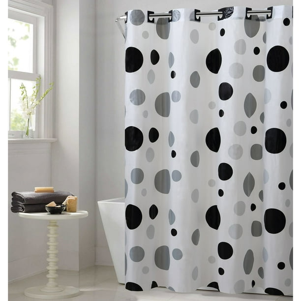 Hookless Black Gray Retro Dots Peva, Polka Dot Shower Curtain Target
