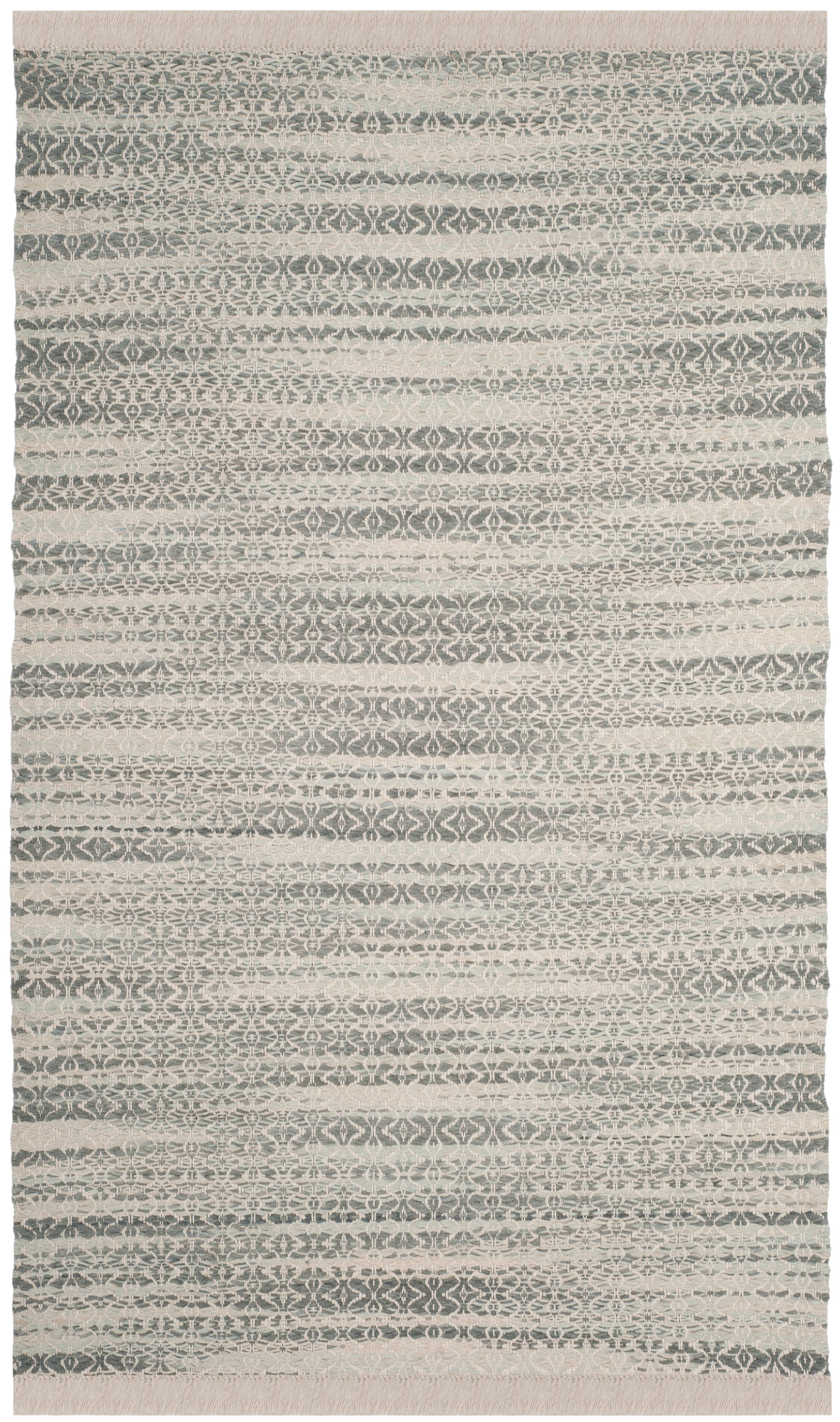 SAFAVIEH Boston Delmar Geometric Cotton Area Rug, Grey/Ivory, 6' x 9'