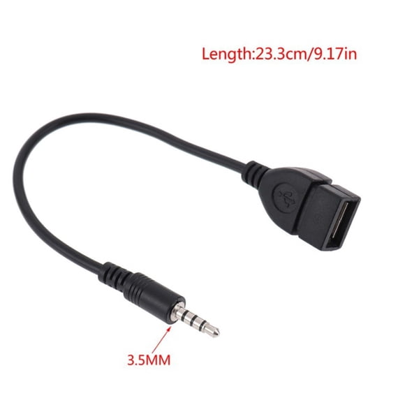 3 5Mm Male Jack- To Usb 2 0 Female Type Aux Audio Plug Adapter Cable Black- 20Cm Read Usb Flash Drive Abs Car Accessories Mingyiq