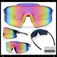 thumbnail image 2 of Oversized Mens Mirrored Shield Sunglasses Rimless Sport Wraparound UV400 / Slate Frame - Pink Mirror Lens, 2 of 7