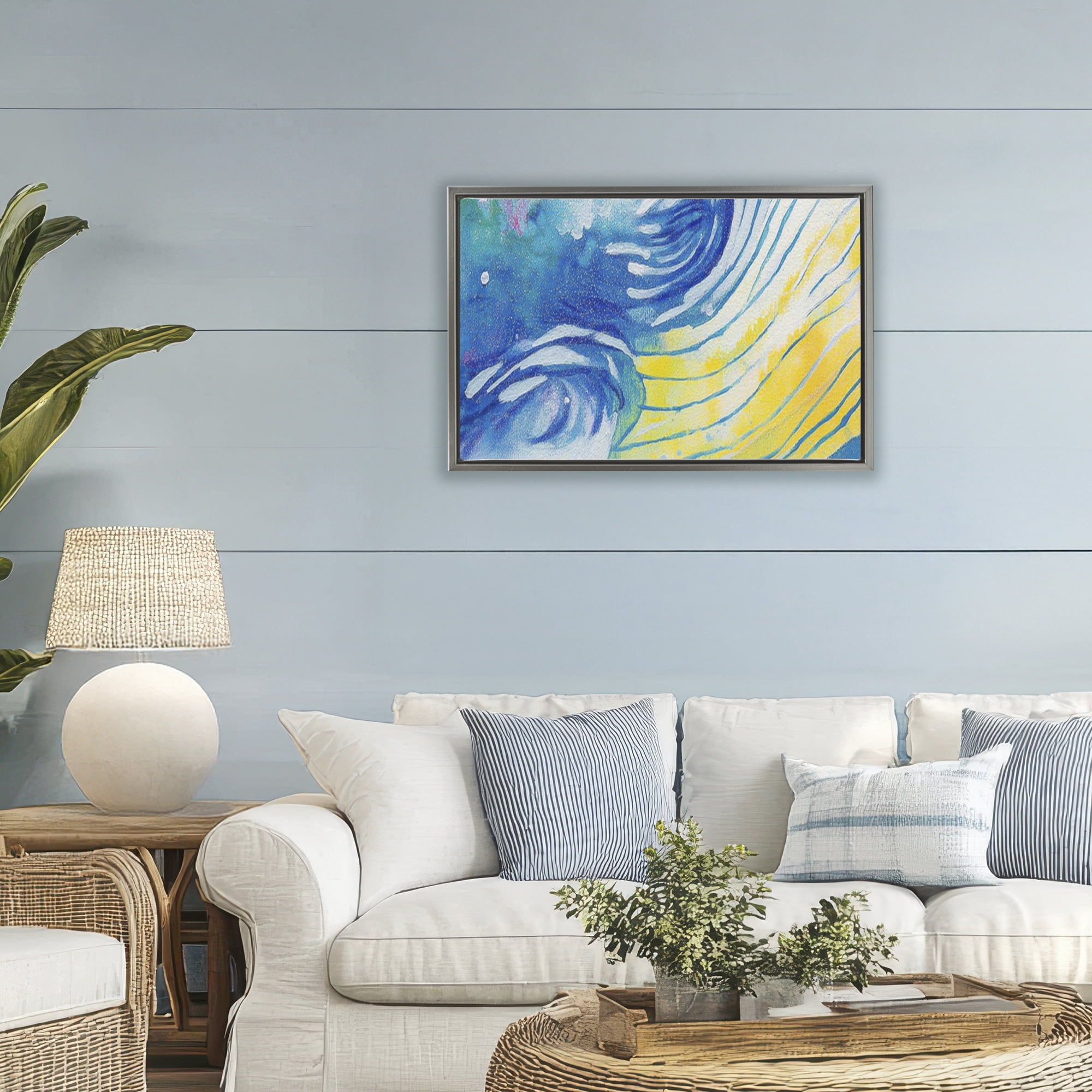 Stupell Industries Breaching Humpback Whale Gray Framed Floater Canvas Wall Art, design by Chromatic Storm Studio