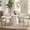 WhiteWhite4PCS, variant on Katboc 47" Round MDF Dining Table Set with White 4/6 Teddy Fleece Chairs for Kitchen & Dining Room