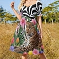 thumbnail image 4 of Leopard Flowers Butterfly Zebra Print Short Sleeve Dress Clothes Women's Summer Dress Elegant Dress Daily Dresses For Woman, 4 of 9