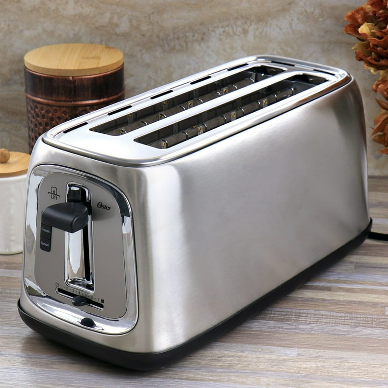Oster 4 Slice Stainless Steel Toaster with Extra Long, Wider
