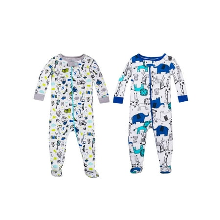 Stretch Soft Footbed - Little Star Organic 100% organic cotton footed stretchies pajamas, 2-pack (baby boys & toddler boys)