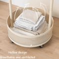thumbnail image 4 of Iron Coat Rack With Storage Basket Standing Coat Racks With Pulley Space Saving Coat Stand Wardrobe Hanging Rail Hanger, 4 of 6