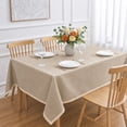 thumbnail image 3 of Inosoo Thick Faux linen Tablecloth, 52x70 inch Rectangle TPU Waterproof & Oil-Proof Coating Wipe Clean Linen Table Cloth, Khaki, 3 of 10
