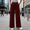 thumbnail image 2 of ClodeEU Womens High Waisted Corduroy Pants With Button,Baggy Casual Wide Leg Trouse With Pockets Red,Womens Plus M, 2 of 9