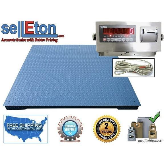 Heavy Duty Industrial Floor scale 6 x 6 / 72 20,000 lbs x 5 lb   printer