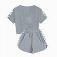 thumbnail image 6 of HCNTES Toddler Girls Summer Clothes 2Pcs Checkerboard Top and Shorts Set for Beach, 6 of 6