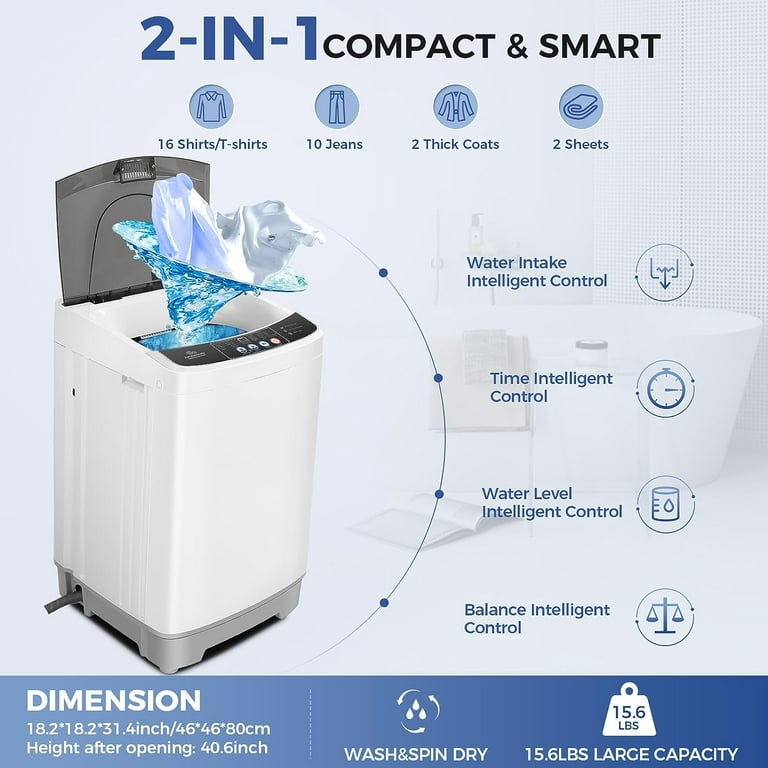 Washing Machine Portable 16 lb Compact Washer Dryer for Home with Drain  Pump US