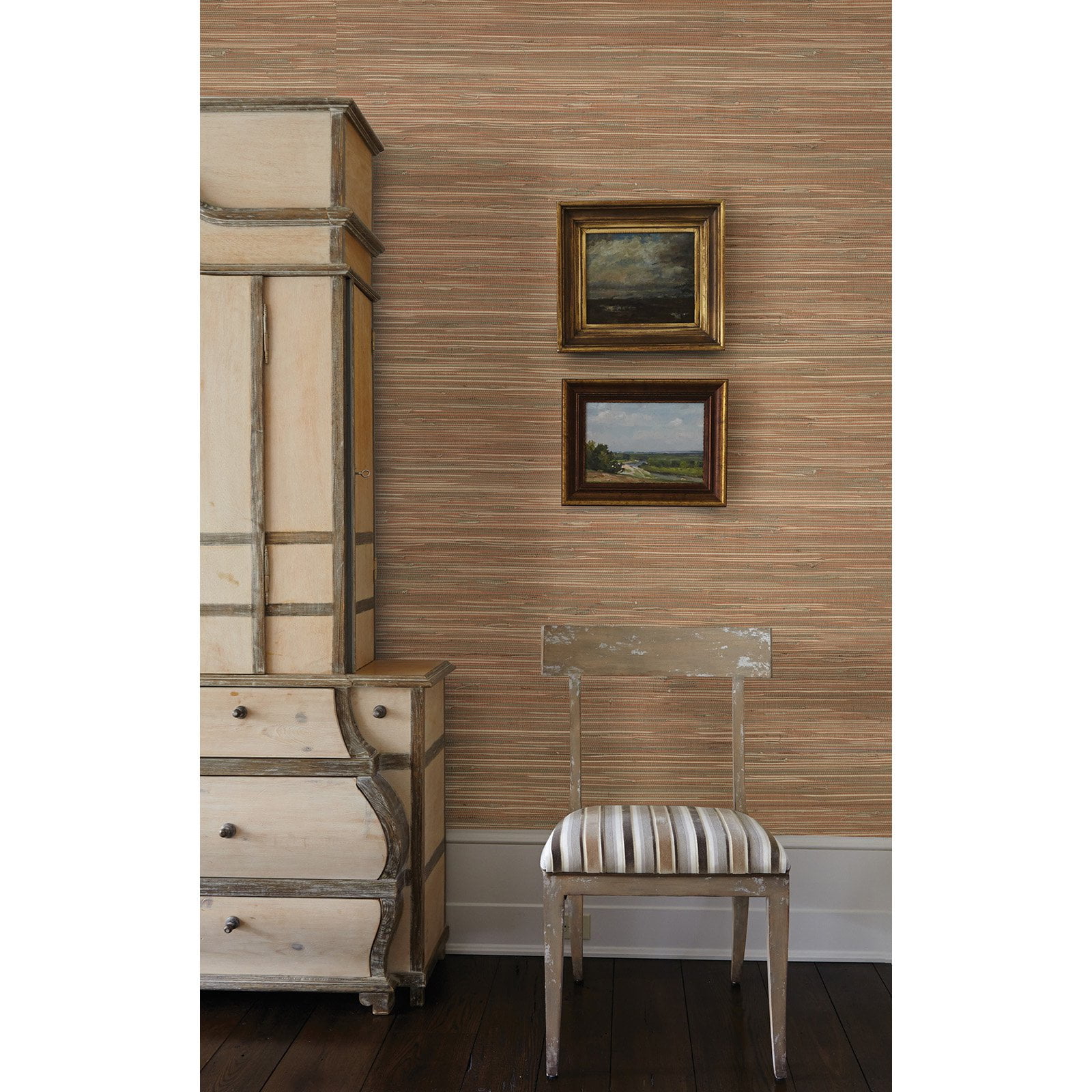 Kenneth James Tereza Copper Foil Grasscloth Wallpaper