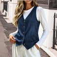 thumbnail image 7 of TGSLY Fall Denim Vest for Women Lightweight V Neck Button Down Jean Jacket Relaxed Casual Solid Color Sleeveless Layering Waistcoat XXL, 7 of 7