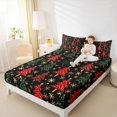 thumbnail image 4 of Manfei Christmas Stars Child Bed Sheets, Green Red Xmas Tree King Sheets, Vintage Western Festival Sheet Set, Luxury Bedroom Decor, 4pcs, 4 of 7