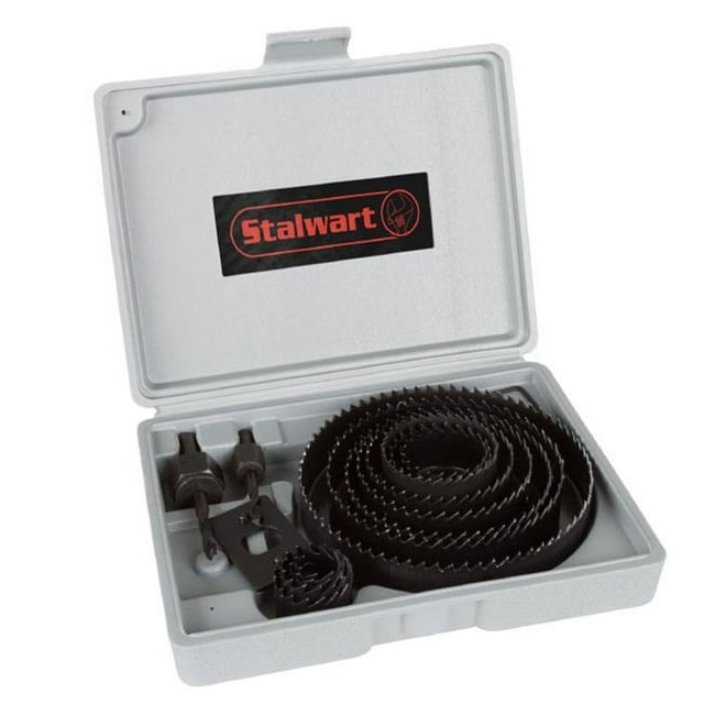 Stalwart - 75-PT1027 Hole Saw Set 16 Piece Kit With 12 Saws ( ¾”-5 Inch), Hex Key Wrench, Drive Plate and Storage Case by