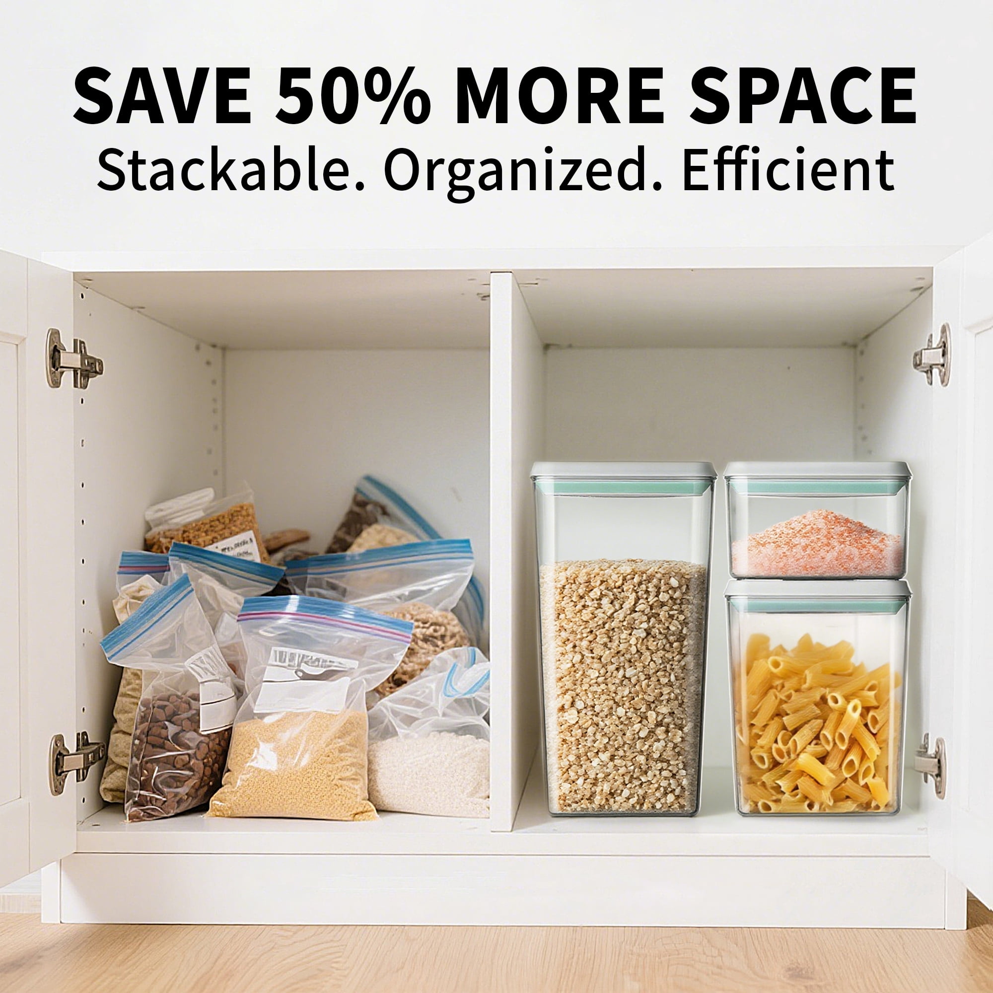 ANKOU 8-Piece Pop Airtight Food Storage Container Stackable Kitchen Pantry Organizer