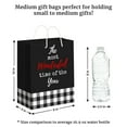 thumbnail image 3 of Plaid Christmas Gift Bags - 6 Pack - Medium Size 10" White & Black Buffalo Plaid Gift Bags With Handles & Name Tags - Assorted Xmas Gift Bags with 6 Holiday Sayings & Red Metallic Foil Details - 6 Pac, 3 of 7