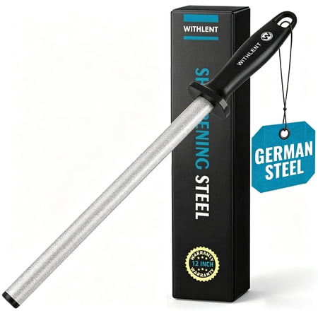 Diamond Sharpening Steel - 12 inch Knife Sharpener for Master Chef, Ideal for Kitchen Knife, Cooking Knife, Butchers and Japanese Knife, Home Gourmet Blade Sharpening Stick