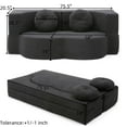 thumbnail image 4 of 2-in-1 Folding Sofa Bed with Pillow, Full Size Sleeper Sofa, Floor & Futon Loveseat Couch, Foam Folding Mattress Sleeper, No Assembly Required, Black, 4 of 10