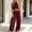 Wine women's two piece outfit a1, variant on Women's 2 Piece Halter Neck Crop Top Wide Leg Pants Set Casual Solid Boho Beach Loose Sleeveless Two Piece Vacation Outfits Summer Cruise Airport Travel Clothes, Khaki S