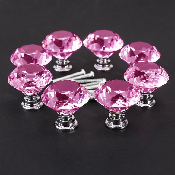 SKISUNO 8Ud Manijas Para Gabinete Cajones De Cristal Rosa Y Aleación De Zinc Para Cocina