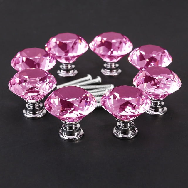 SKISUNO 8Ud Manijas Para Gabinete Cajones De Cristal Rosa Y Aleación De Zinc Para Cocina