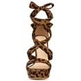 thumbnail image 2 of BLISSFUL STEP Women's Lace Up Platform Block Heel Sandals Leopard 8, 2 of 6