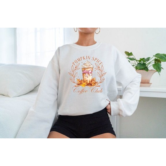 Pumpkin Spice Coffee Club Sweatshirt, Trendy Fall Season Hoodie, Pumpkin Patch Sweater for Women