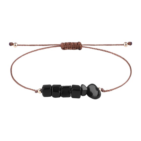 12 Inch Bracelet Irregular Natural Stone Handmade Braided Bracelet - Adjustable Irregular Drawstring Thread Bracelet Lanyard - For Unisex Daily Wear & Gift